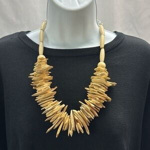 Bone and Wood ICervoni Creations Unique Handmade Statement Necklace